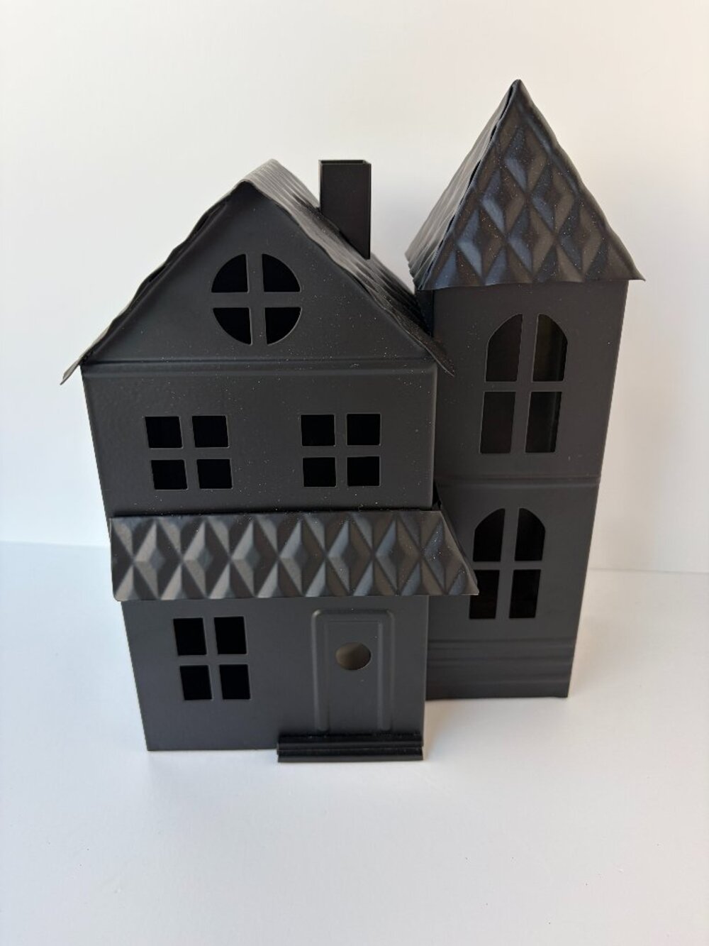 Hyde and EEK! Halloween Black Large Metal House Faux Tea Light  Retired Version